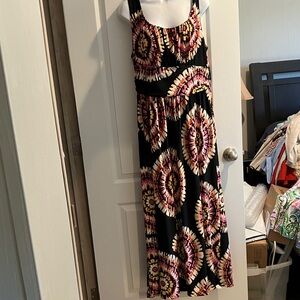 AB Studio Black and Pink Patterned Maxi Dress